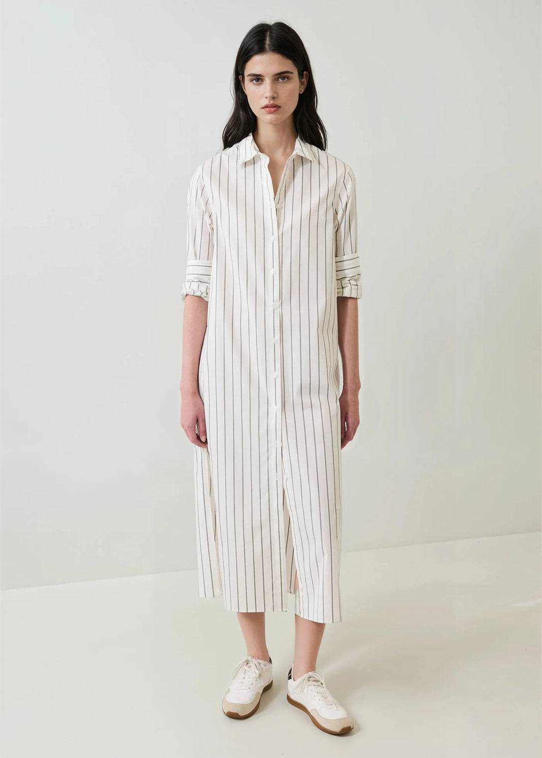 Patrick Assaraf - Robe chemise à rayures en coton