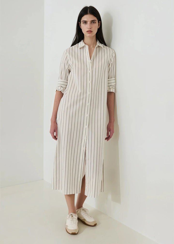 Patrick Assaraf - Robe chemise à rayures en coton