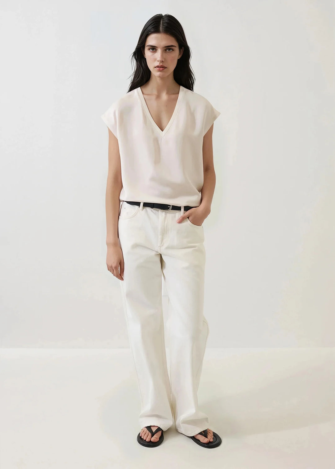 Patrick Assaraf - T. Shirt en soie col V