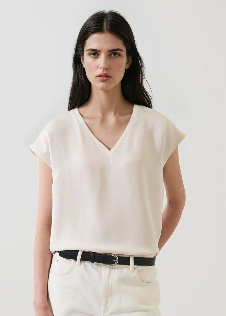 Patrick Assaraf - T. Shirt en soie col V