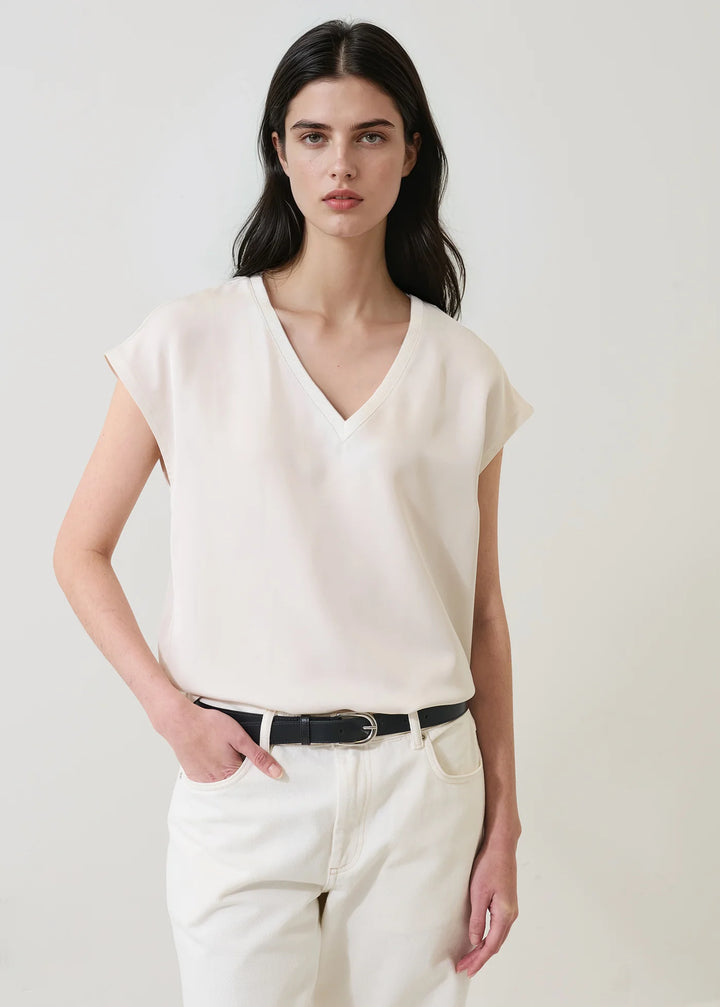 Patrick Assaraf - T. Shirt en soie col V