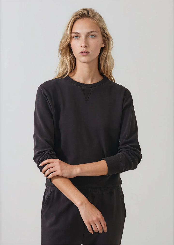 Patrick Assaraf - Sweatshirt court en coton brossé