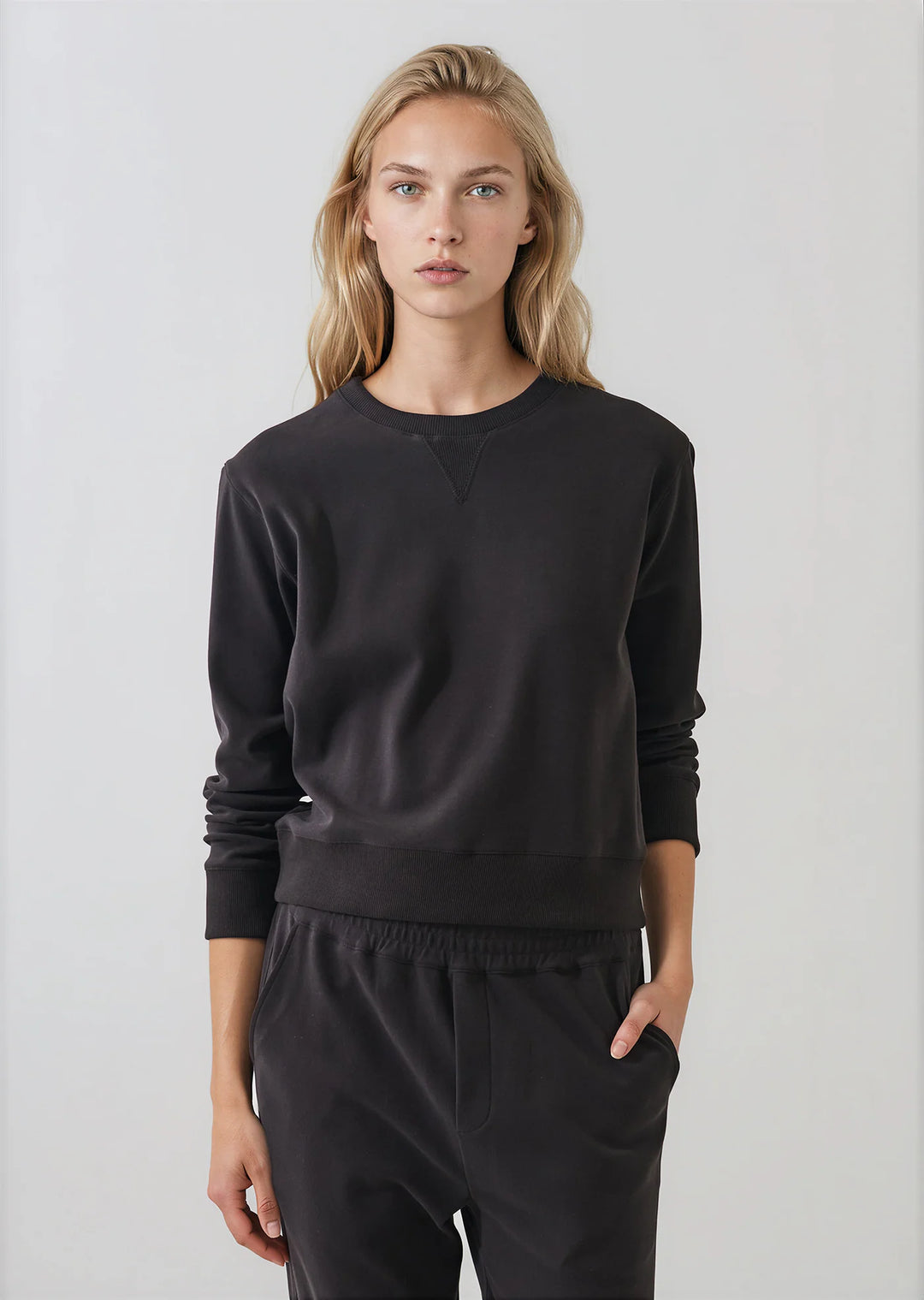 Patrick Assaraf - Sweatshirt court en coton brossé
