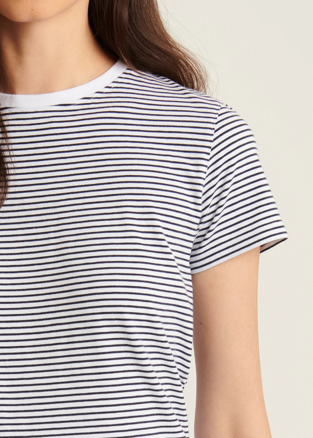 Patrick Assaraf - T. Shirt iconique à mini rayures à col rond