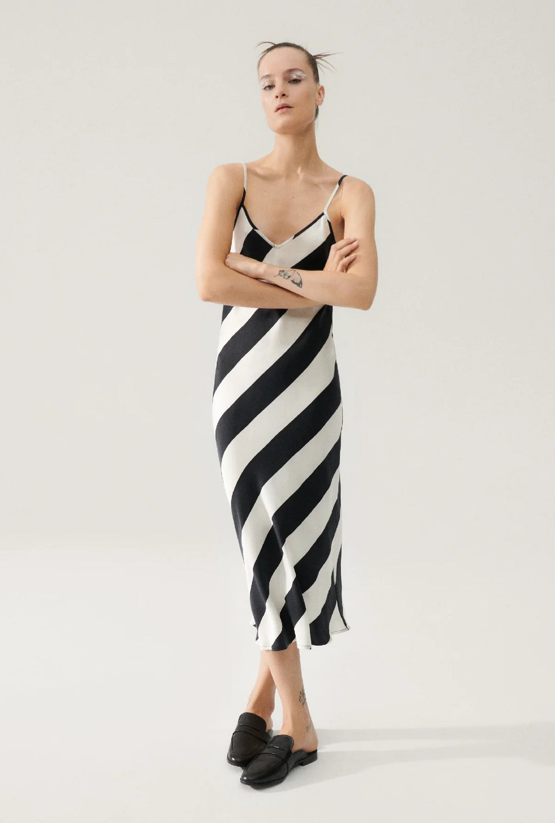 Billie Boutique Silk Laundry - 90s Slip Dress Puffin Stripe