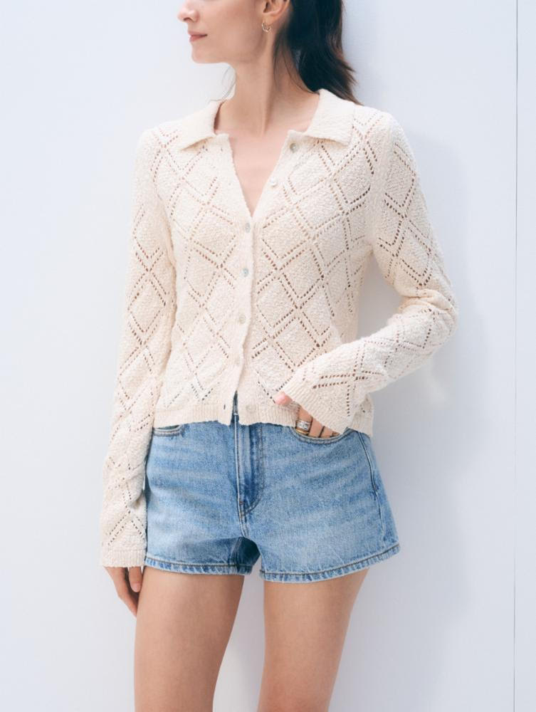 White + Warren - Cardigan en crochet