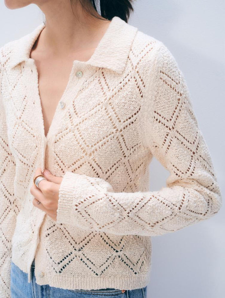 White + Warren - Cardigan en crochet