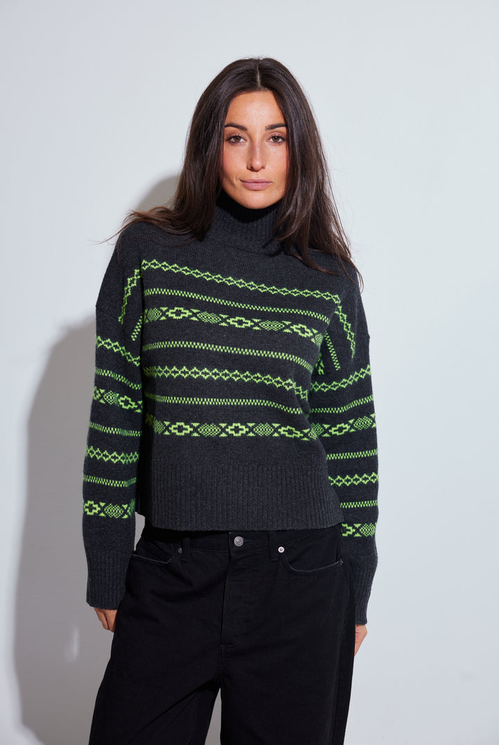 Colorush - Pull à col roulé Fairisle Carmen