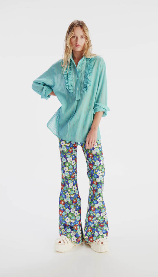 Billie Boutique Smythe - Bootcut Pant Cobalt Floral Cobalt Floral